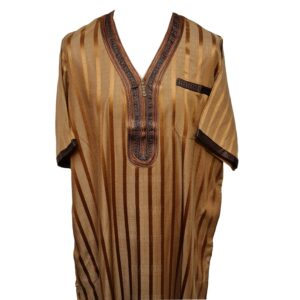 Oth Slv001 Brown Mens Moroccan Short Sleeve Stripe Jubba Thobe0425 005532