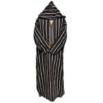10a Moroccan Black Beige 3 Quarter Length Striped Wool Blend Hooded Thobe Djellaba (3)