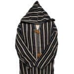 10a Moroccan Black Beige 3 Quarter Length Striped Wool Blend Hooded Thobe Djellaba (4)
