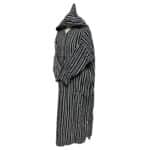 12a Moroccan Grey Black 3 Quarter Length Striped Wool Blend Hooded Thobe Djellaba (2)