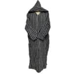 12a Moroccan Grey Black 3 Quarter Length Striped Wool Blend Hooded Thobe Djellaba (3)