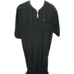 Men's Omani Emaratee Style Short-Sleeve Thobe Black