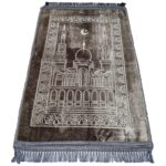 Islamic Sponge Padded Masjid Moon & Star Grey/Silver Non-Slip Prayer Mat