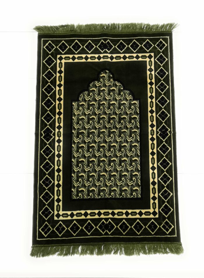 Thick & Soft Olive Green Islamic Prayer Mat 1120g