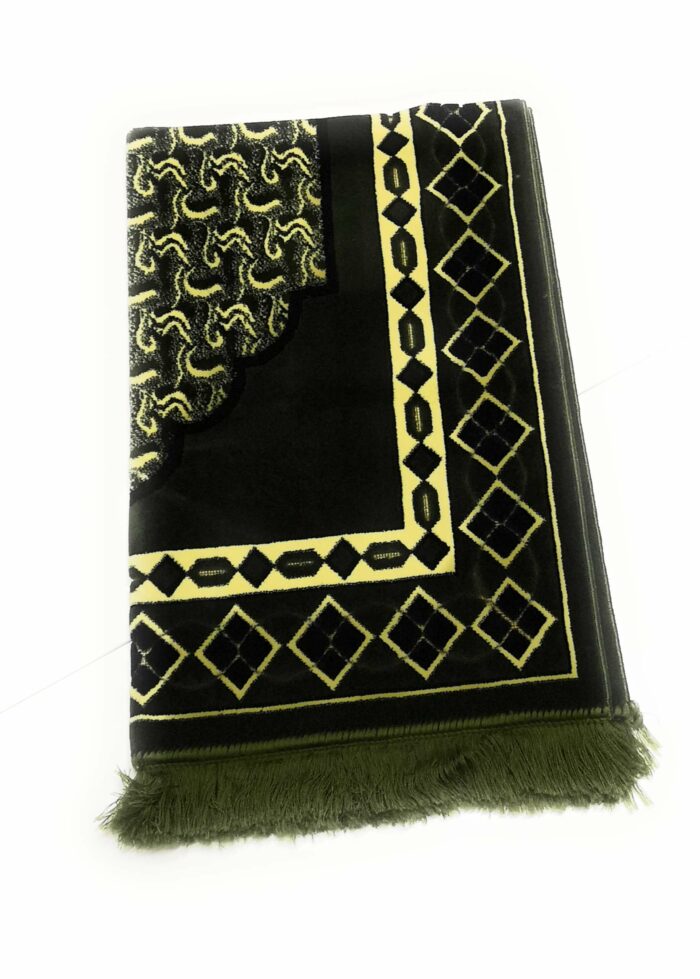 Thick & Soft Olive Green Islamic Prayer Mat 1120g