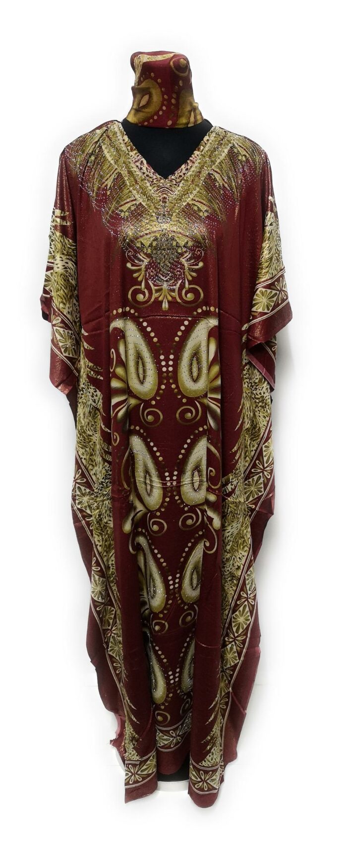 Women’s Kaftan with Sequin Pattern - Loose Fit Kaftan Tunic Holiday Dress Beach Cover up Dubai Orange Red Habibi Collectionsftan Tunic Holiday Dress Beach Cover up Dubai - Habibi Collections - DN539