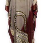 Women’s Kaftan with Sequin Pattern - Loose Fit Kaftan Tunic Holiday Dress Beach Cover up Dubai Orange Red Habibi Collectionsftan Tunic Holiday Dress Beach Cover up Dubai - Habibi Collections - DN399