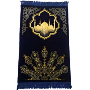 Design 14 - Navy Blue Islamic Masjid Prayer Mat