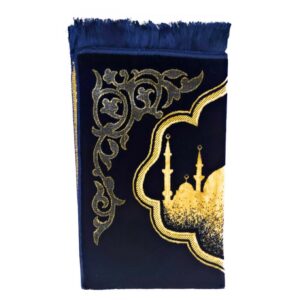 Design 14 - Navy Blue Islamic Masjid Prayer Mat