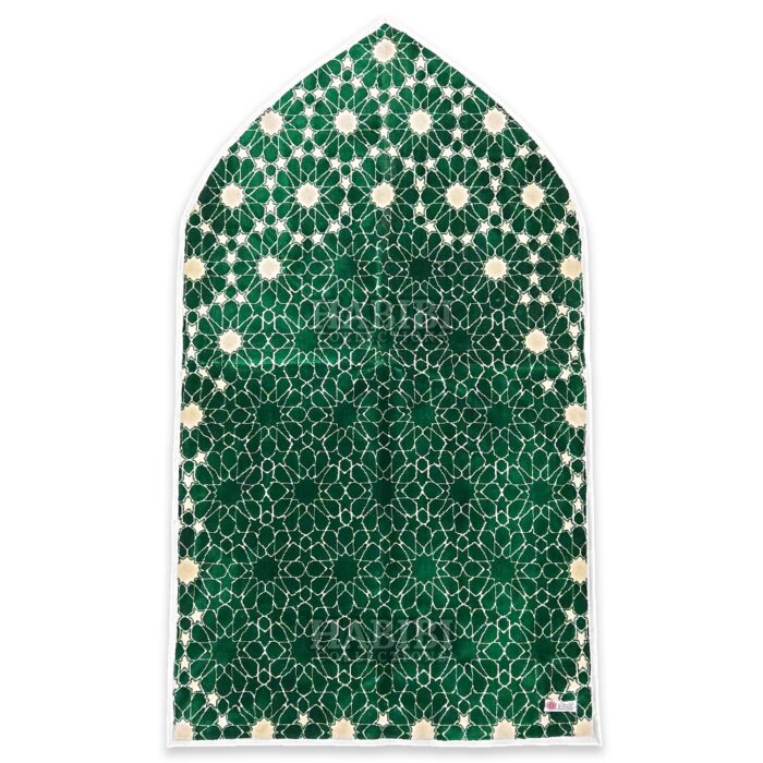 Green Mehrab Star Geometric Islamic Prayer Mat