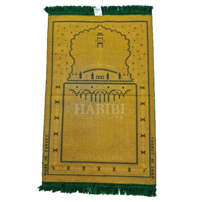 Dark Green Islamic Masjid Al Nabawi Soft Prayer Mat