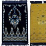 Navy Blue Islamic Floral Masjid Al Nabawi Prayer Mat