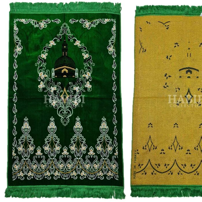 Green Islamic Floral Masjid Al Nabawi Prayer Mat