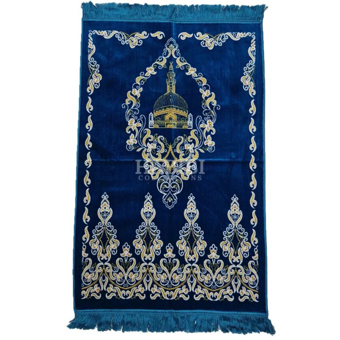 Royal Blue Islamic Floral Masjid Al Nabawi Prayer Mat