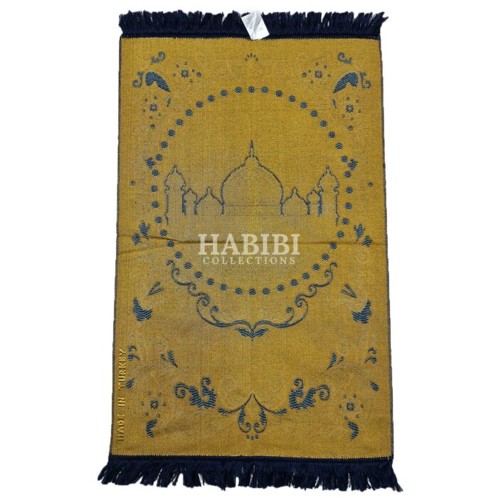 Navy Blue Islamic Floral Masjid Al Nabawi Prayer Mat