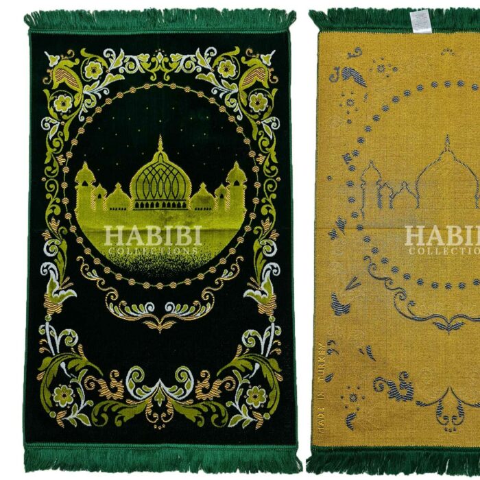 Green Islamic Floral Masjid Al Nabawi Prayer Mat