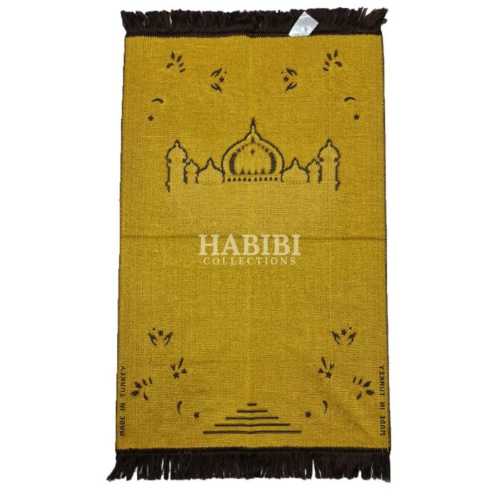 Brown Islamic Masjid Floral Prayer Mat