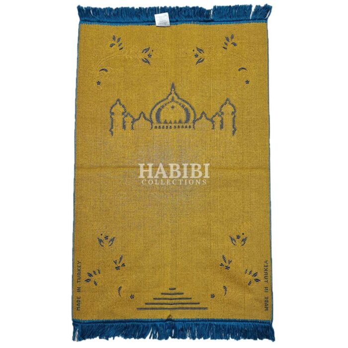 Blue Islamic Masjid Floral Prayer Mat