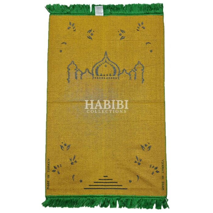 Green Islamic Masjid Floral Prayer Mat