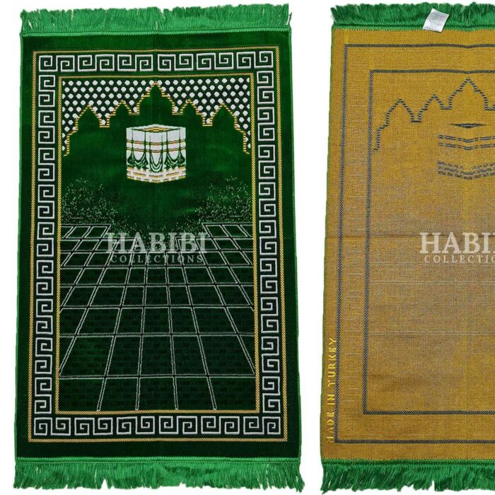 Green Islamic Masjid Square Pattern Prayer Mat