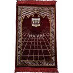 Maroon Islamic Masjid Square Pattern Prayer Mat