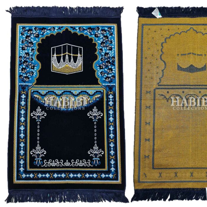 Navy Blue Islamic Masjid Square Pattern Prayer Mat