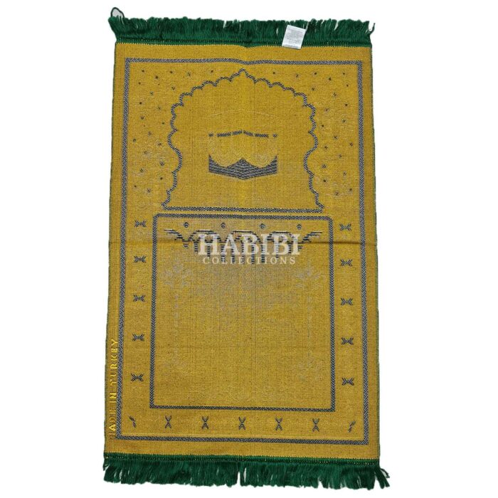 Dark Green Islamic Masjid Flower Pillars Prayer Mat