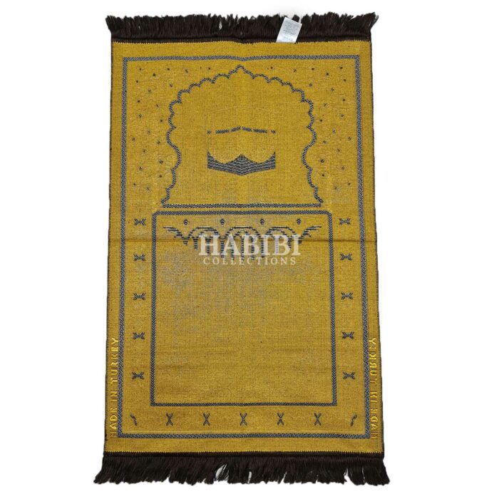 Brown Islamic Masjid Flower Pillars Prayer Mat