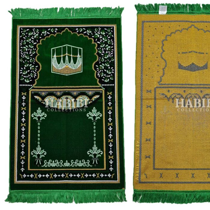 Light Green Islamic Masjid Flower Pillars Prayer Mat