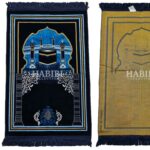 Navy Blue Islamic Kaaba Pillars Prayer Mat