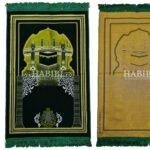 Dark Green Islamic Kaaba Pillars Prayer Mat