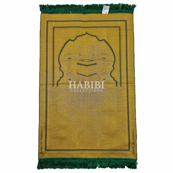 Dark Green Islamic Kaaba Pillars Prayer Mat