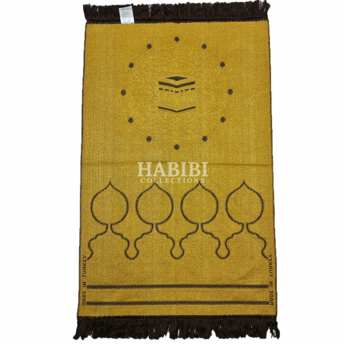 Brown Islamic Kaaba Masjid Floral Prayer Mat