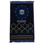 Navy Blue Islamic Kaaba Masjid Floral Prayer Mat