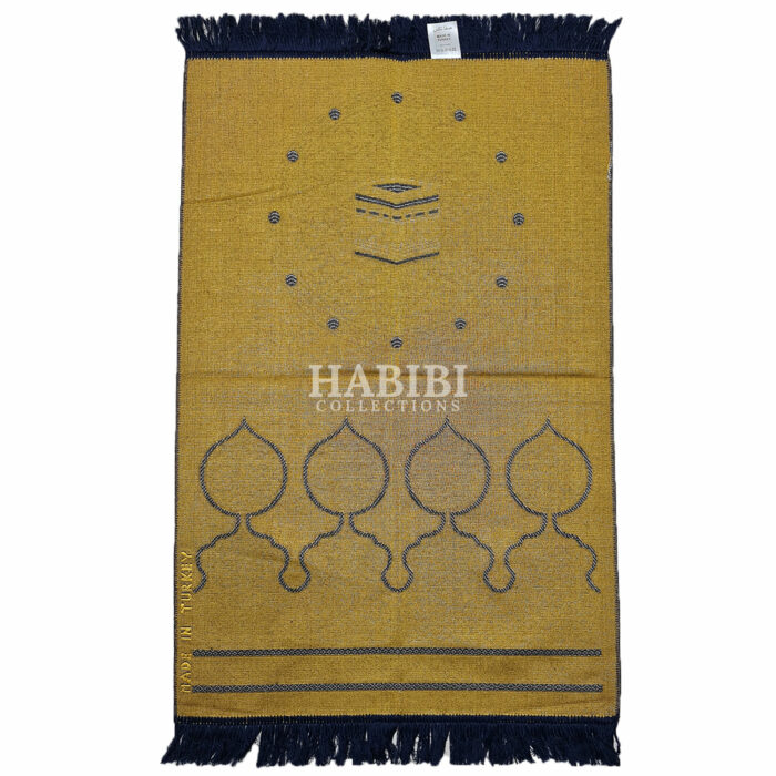 Navy Blue Islamic Kaaba Masjid Floral Prayer Mat