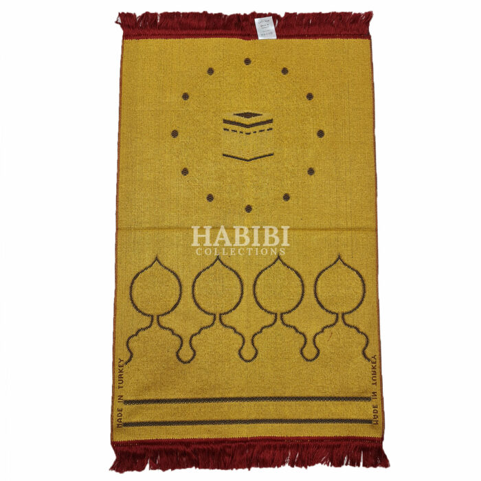 Maroon Islamic Kaaba Masjid Floral Prayer Mat