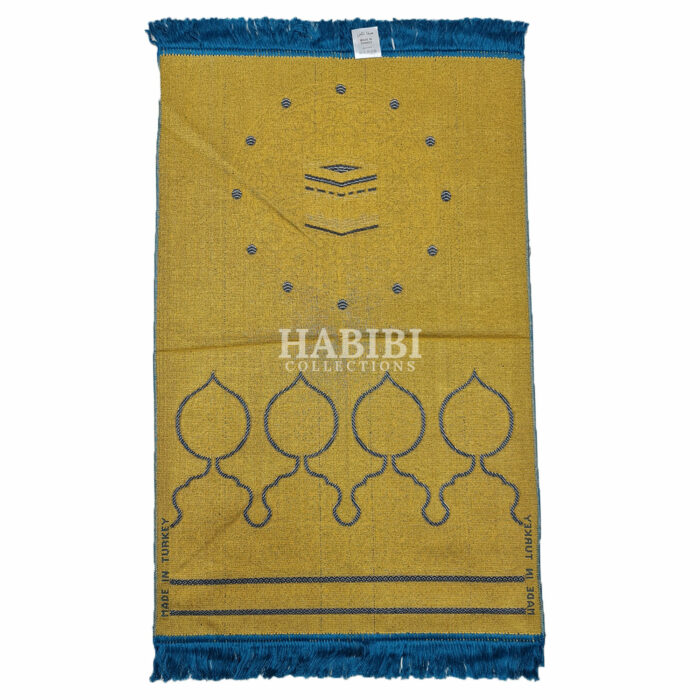 Royal Blue Islamic Kaaba Masjid Floral Prayer Mat