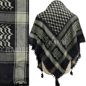 Black/Light Gold Shemagh Arab Head Scarf Wrap Arafat Keffiyeh Yashmagh