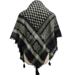 Black/Light Gold Shemagh Arab Head Scarf Wrap Arafat Keffiyeh Yashmagh