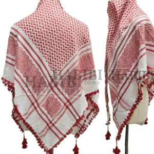 Red/White Shemagh Arab Head Scarf Wrap Arafat Keffiyeh Yashmagh