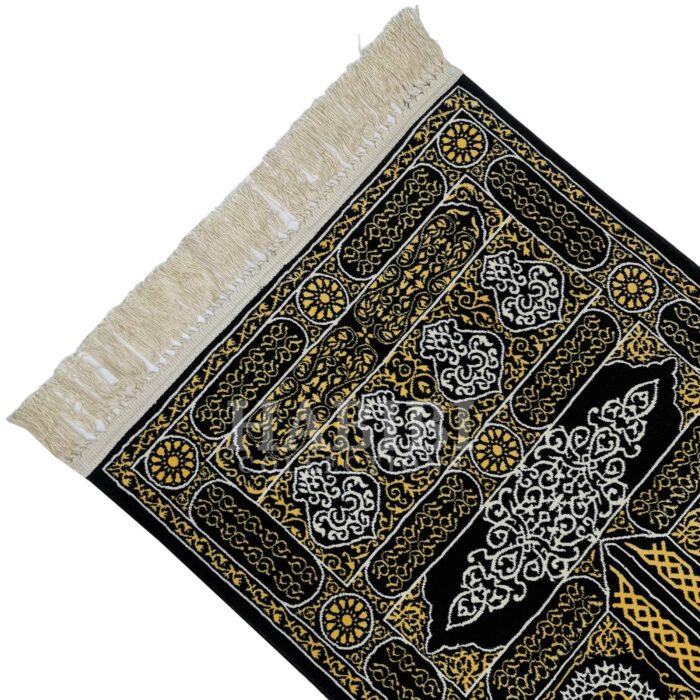 PREMIUM Black Gold Kaaba Door Islamic Prayer Mat 1050g