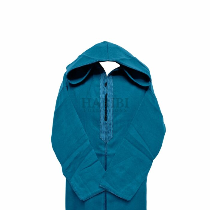 Cshwl 008 Moroccan Winter Cashmere Wool Blend Turquoise Blue Hooded Thobe Djellaba