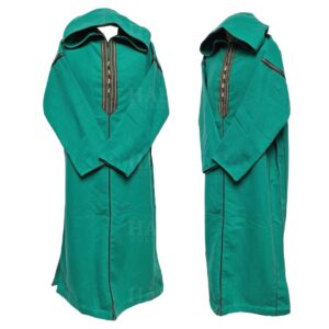 Cshwl 009 Moroccan Winter Cashmere Wool Blend Turquoise Green Hooded Thobe Djellaba