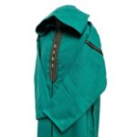 Cshwl 009 Moroccan Winter Cashmere Wool Blend Turquoise Green Hooded Thobe Djellaba