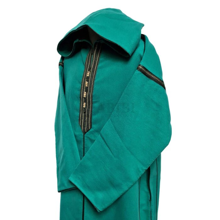 Cshwl 009 Moroccan Winter Cashmere Wool Blend Turquoise Green Hooded Thobe Djellaba