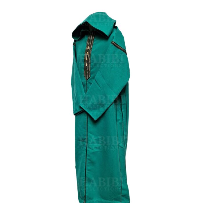 Cshwl 009 Moroccan Winter Cashmere Wool Blend Turquoise Green Hooded Thobe Djellaba