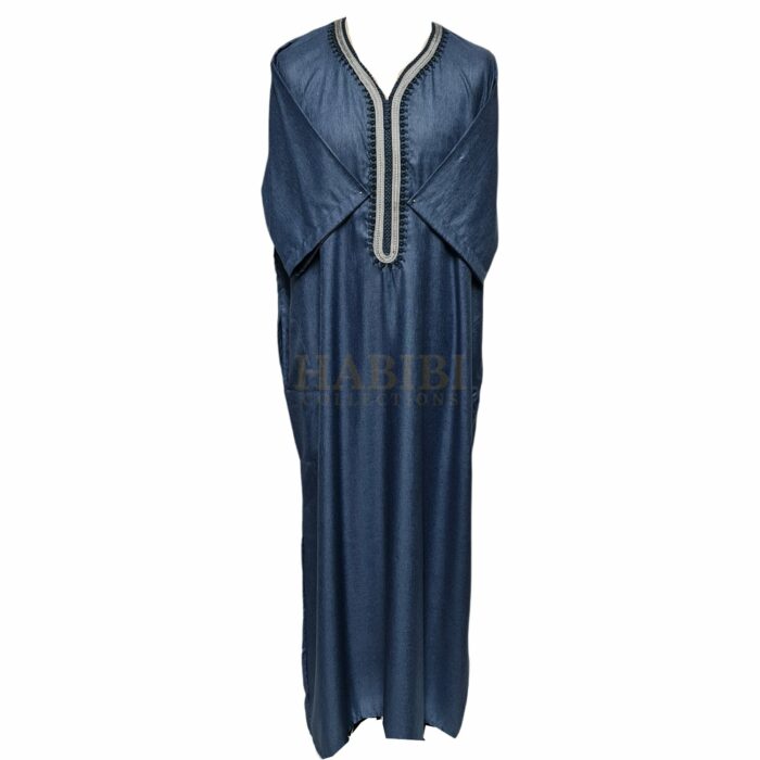 Men Moroccan Short Sleeves Thobes Jubba Kandora Blue/White. High quality luxury Men’s Moroccan thobe. Extremely beautiful quality with a lovely soft feel and texture. Brand new, with original plastic wrap included. We are known to many for our extensive Moroccan clothing collection. Beautiful material.