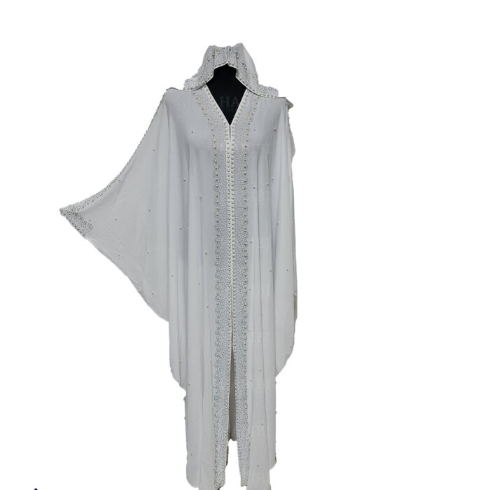 Women's White Chiffon Open Kimono Abaya Long Maxi Jilbab Burka