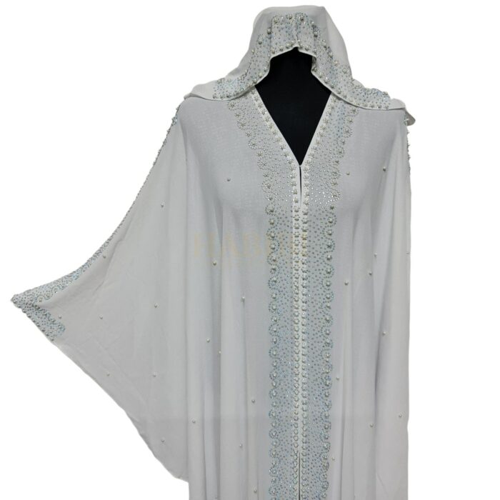 Women's White Chiffon Open Kimono Abaya Long Maxi Jilbab Burka