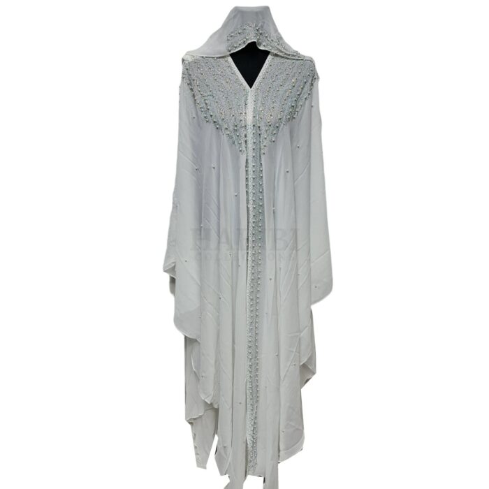 Women's White Chiffon Open Kimono Abaya Long Maxi Jilbab Burka